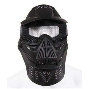 V2 Egész arcot és nyakat védő rácsos maszk fekete